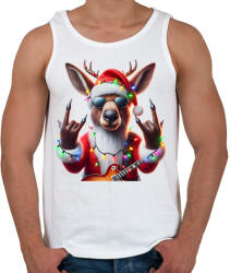 printfashion Vicces karácsonyi rocker party rénszarvas - Mikulás ruhában - Férfi atléta - Fehér (15230246)