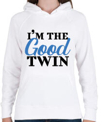 printfashion I'm the good twin - Női kapucnis pulóver - Fehér (7013020)
