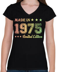 printfashion 1975 - Női V-nyakú póló - Fekete (6165770)