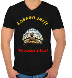 printfashion lassan járj - Férfi V-nyakú póló - Fekete (1515212)