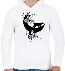 printfashion macska - Férfi kapucnis pulóver - Fehér (14903630)