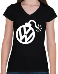 printfashion VW Bomb - Női V-nyakú póló - Fekete (1661384)