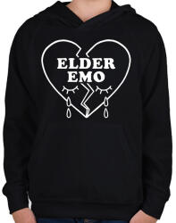 printfashion Elder emo heart - Gyerek kapucnis pulóver - Fekete (12227060)
