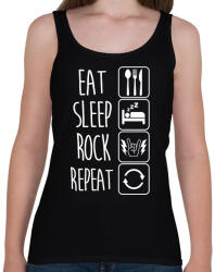 printfashion Eat Sleep Rock Repeat - Női atléta - Fekete (1324188)