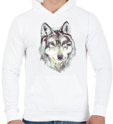 printfashion Farkas - Férfi kapucnis pulóver - Fehér (16849462)