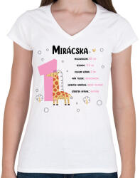 printfashion Baba adatok (lány) - Női V-nyakú póló - Fehér (8095953)