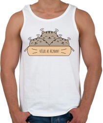 printfashion Végre az ágyban - Cicák - Férfi atléta - Fehér (1318117)