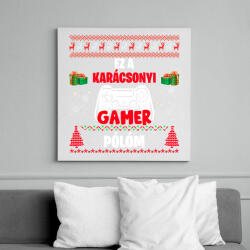 printfashion Ez a karácsonyi gamer pólóm - Vászonkép - Fehér (10345329)
