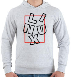 printfashion Linux box black - Férfi kapucnis pulóver - Sport szürke (3532977)
