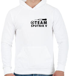 printfashion Team Sputnik V - Férfi kapucnis pulóver - Fehér (4888788)