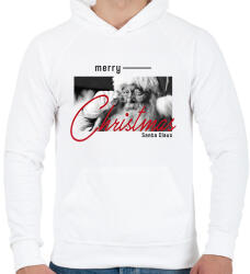 printfashion Merry Christmas - Santa - Férfi kapucnis pulóver - Fehér (14914280)