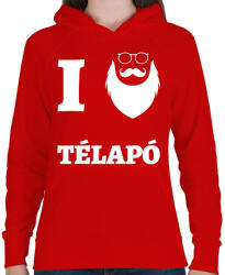 printfashion I Love Télapó - Női kapucnis pulóver - Piros (9551278)