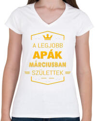 printfashion A legjobb apák március - Női V-nyakú póló - Fehér (2809532)