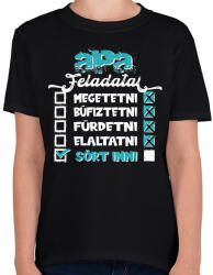 printfashion Apa feladatai - fehér szöveg - Gyerek póló - Fekete (16136710)