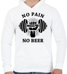 printfashion Nincs fájdalom, nincs sör - Férfi kapucnis pulóver - Fehér (967248)