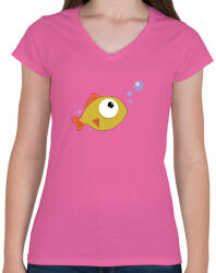 printfashion Fish - Női V-nyakú póló - Rózsaszín (342407)