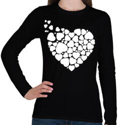 printfashion Szívek - Női hosszú ujjú póló - Fekete (546533)