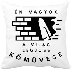 printfashion Én vagyok a világ legjobb kőművese - Fekete - Párnahuzat, Díszpárnahuzat - Fehér (6556099)