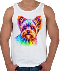 printfashion Színes yorkshire terrier kutya rajz - Férfi atléta - Fehér (13384751)