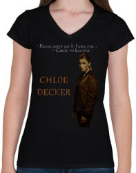 printfashion chloe decker - Női V-nyakú póló - Fekete (2043970)