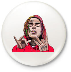printfashion 6ix9ine Tekashi - Kitűző, hűtőmágnes - Fehér (3088853)