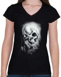 printfashion Ghost Rider - Női V-nyakú póló - Fekete (4875464)