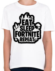 printfashion Eat Sleep Fortnite Repeat - Gyerek póló - Fehér (16857936)