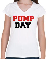 printfashion PUMP DAY - Női V-nyakú póló - Fehér (416691)
