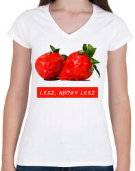 printfashion Lesz, ahogy lesz - Női V-nyakú póló - Fehér (2889172)