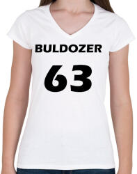 printfashion BULDOZER 63 Fekete - Női V-nyakú póló - Fehér (15821213)