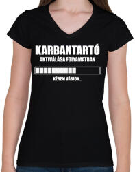 printfashion Karbantartó aktiválása - Női V-nyakú póló - Fekete (13865099)