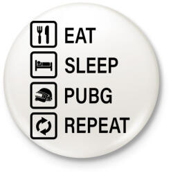 printfashion Eat Sleep PUBG Repeat - Fekete - Kitűző, hűtőmágnes - Fehér (3080452)