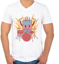 printfashion Dobos torta - Férfi V-nyakú póló - Fehér (13587315)