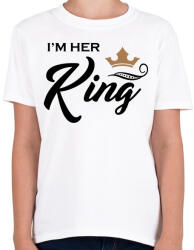 printfashion I'M HER KING - Gyerek póló - Fehér (1156039)