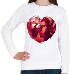 printfashion Vörös panda szív - Női pulóver - Fehér (16017432)