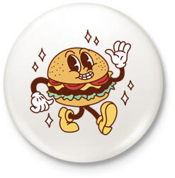 printfashion Retro hamburger - Kitűző, hűtőmágnes - Fehér (14309369)