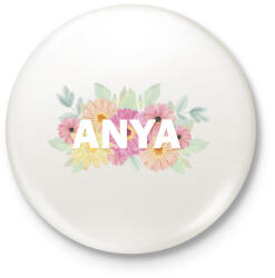 printfashion Anya virágokkal - Kitűző, hűtőmágnes - Fehér (4824250)