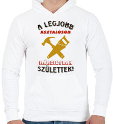 printfashion Asztalos szülinapja március színes - Férfi kapucnis pulóver - Fehér (5446521)
