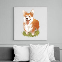 printfashion Corgi kutyus - Vászonkép - Fehér (12537551)
