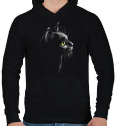 printfashion Macska portré - Férfi kapucnis pulóver - Fekete (4845741)