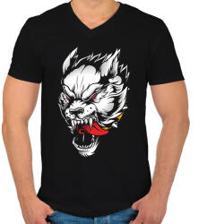 printfashion Vérszomjas farkas - Férfi V-nyakú póló - Fekete (2665339)