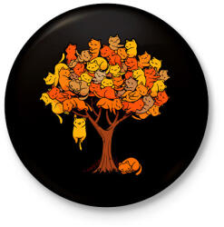 printfashion Macska fa - Kitűző, hűtőmágnes - Fekete (16153612)