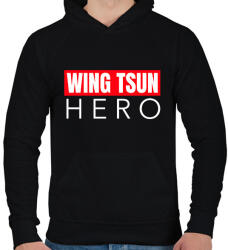 printfashion WING TSUN HERO - Férfi kapucnis pulóver - Fekete (9465454)