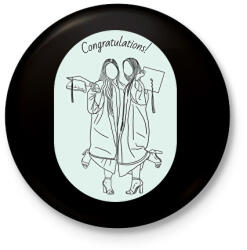 printfashion Congratulations! - Vonalas diplomás minta - Kitűző, hűtőmágnes - Fekete (6343933)