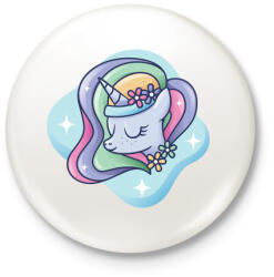 printfashion Unikornis - Kitűző, hűtőmágnes - Fehér (5199657)