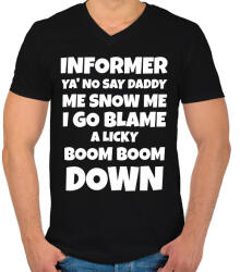 printfashion INFORMER SNOW DALSZÖVEG - Férfi V-nyakú póló - Fekete (10738101)
