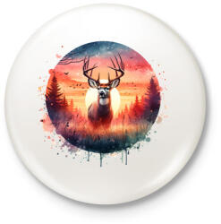 printfashion Szarvas - erdei naplemente - ajándék vadászoknak - Kitűző, hűtőmágnes - Fehér (15385170)