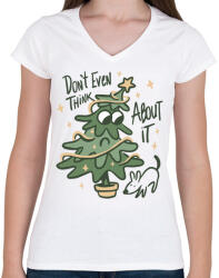 printfashion Karácsonyfa - Női V-nyakú póló - Fehér (5570715)