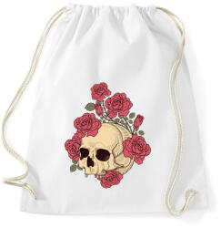 printfashion Rózsás Koponya - Sportzsák, Tornazsák - Fehér (1781890)