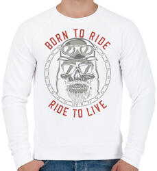 printfashion Motoros 01 - Born to ride - Férfi pulóver - Fehér (4939556)